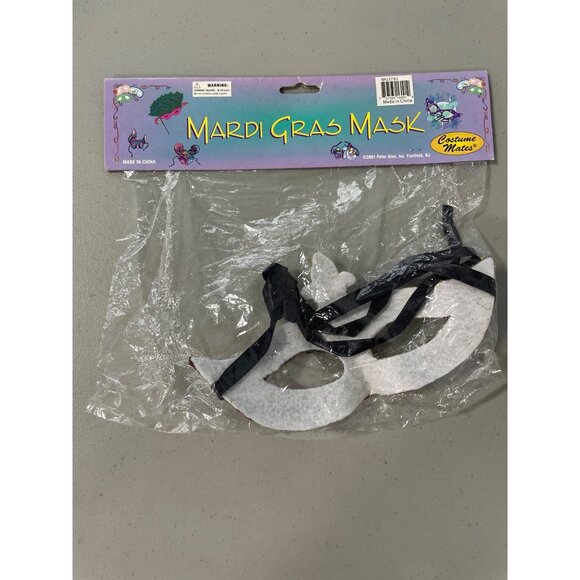 Costume Mates Mardi Gras Mask One Size Gold Red Glitter Ribbon Tie Halloween NEW - Picture 4 of 6